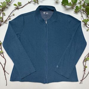 Horny Toad Jacket Women’s Large Flexcel Full Zip Blue Tencel Cotton Blend